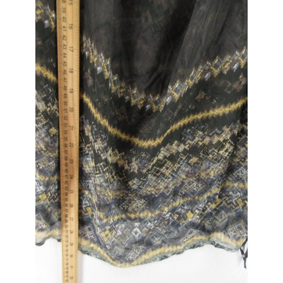 Da Nang Top Small Silk Tunic Blouse Southwestern Boho Sheer Roll Tab - Picture 5 of 11